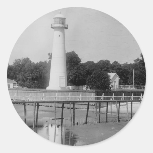 Biloxi vuurtoren  foto ronde sticker (Voorkant)