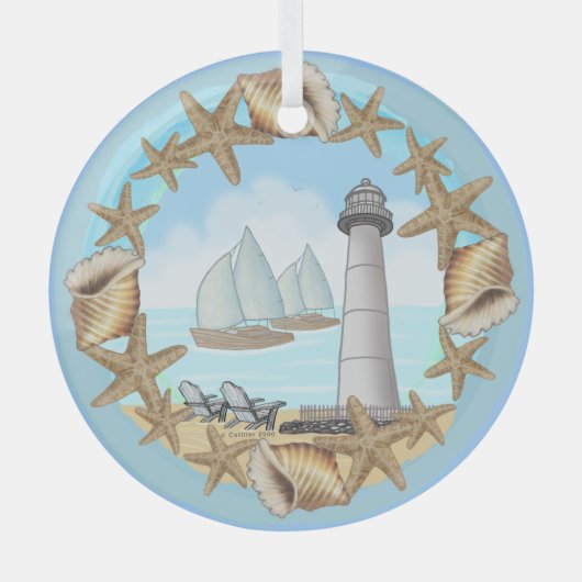 Biloxi vuurtoren glas ornament (Voorkant)