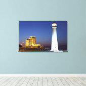 Biloxi-vuurtoren op het geluid op het nachtcanvas canvas afdruk (Insitu (Houten vloer))