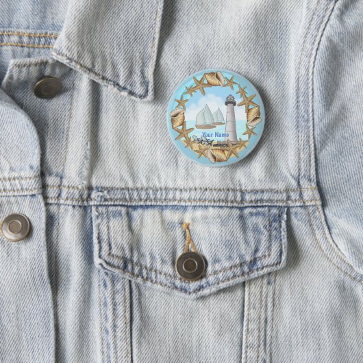 Biloxi vuurtoren ronde button 5,7 cm (In situ)