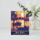 Biloxi, Zonsondergang over de Mississippi, Reizen Briefkaart (Staand voorkant)