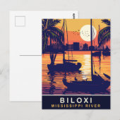 Biloxi, Zonsondergang over de Mississippi, Reizen Briefkaart (Voorkant / Achterkant)