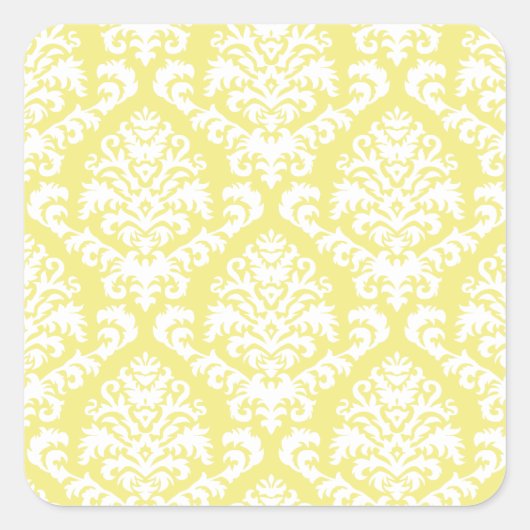 BILTMORE DAMASK IN WIT OP GEEL VIERKANTE STICKER (Voorkant)