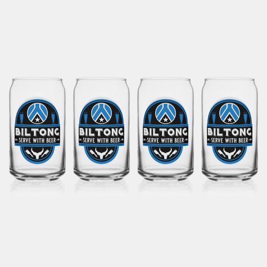 Biltong en bier blikvorm glas (Voorkant)
