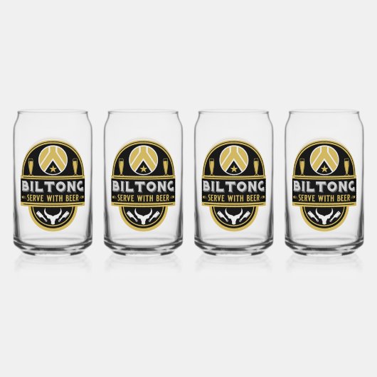 Biltong en bier blikvorm glas (Voorkant)