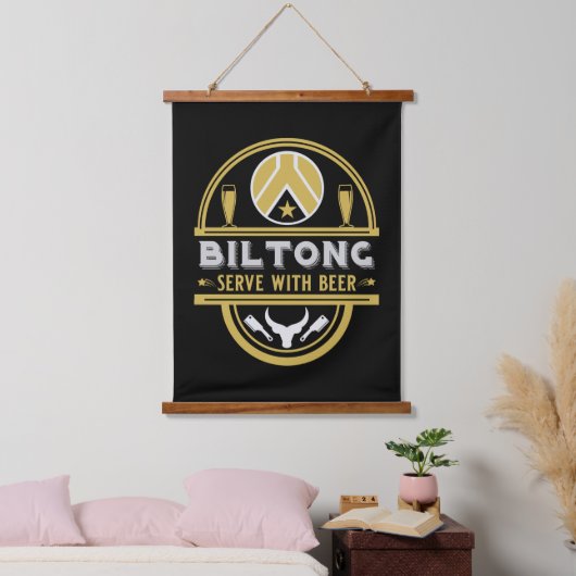 Biltong en bier hangend wandkleed (Slaapkamer)