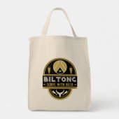 Biltong en bier tote bag (Achterkant)