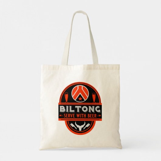 Biltong en bier tote bag (Achterkant)