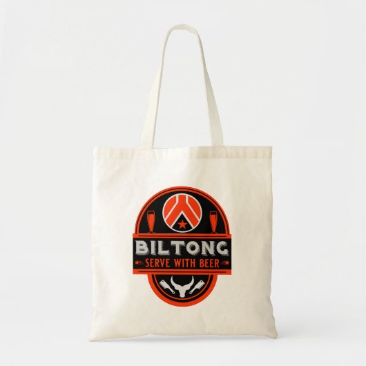 Biltong en bier tote bag (Voorkant)