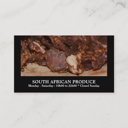 Biltong Zuid-Afrikaanse business Visitekaartje (Voorkant)