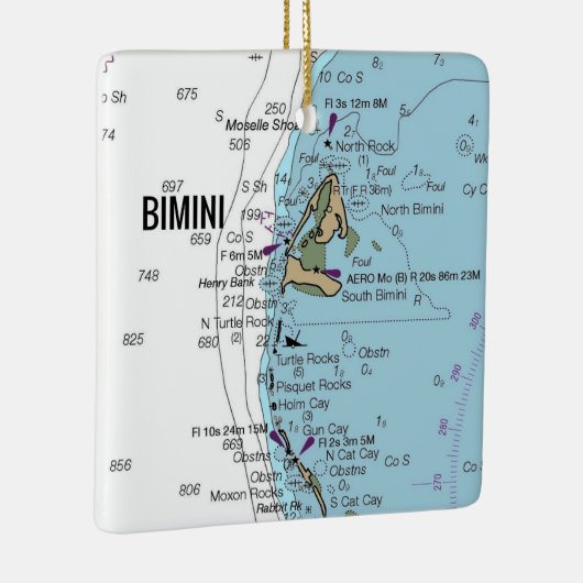 Bimini Bahamas Chart Keramisch Ornament (Rechts)