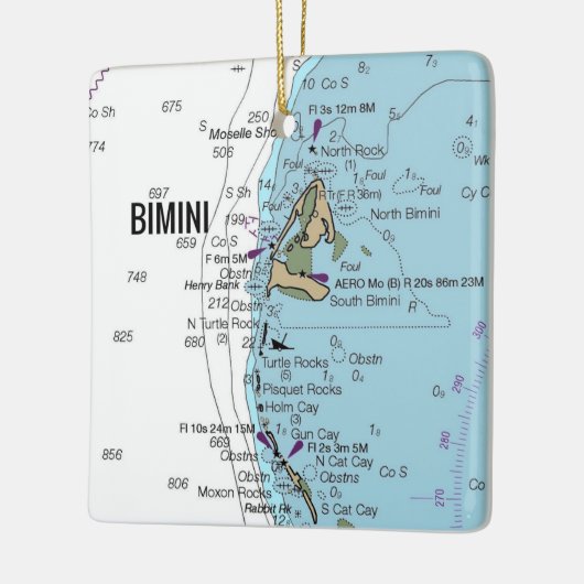 Bimini Bahamas Chart Keramisch Ornament (Links)