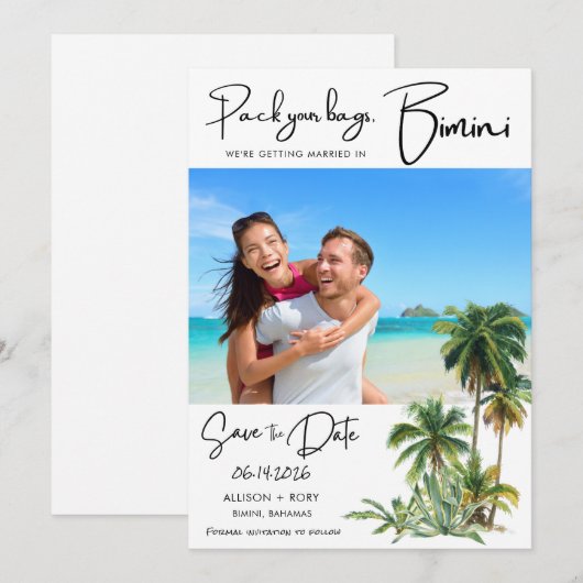 Bimini Bahamas Destination Wedding Sla de datum op (Voorkant / Achterkant)