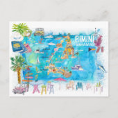 Bimini Bahamas Illustrated Map Briefkaart (Voorkant)