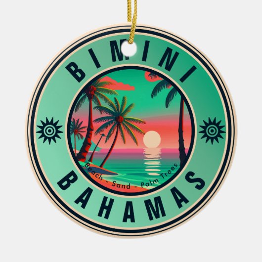 Bimini Bahamas Retro Sunset Travel Souvenir jaren Keramisch Ornament (Voorkant)