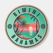 Bimini Bahamas Retro Sunset Travel Souvenir jaren  Magneet (Voorkant)