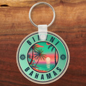 Bimini Bahamas Retro Sunset Travel Souvenir jaren Sleutelhanger (Voorkant)