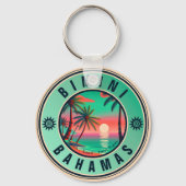 Bimini Bahamas Retro Sunset Travel Souvenir jaren Sleutelhanger (Achterkant)