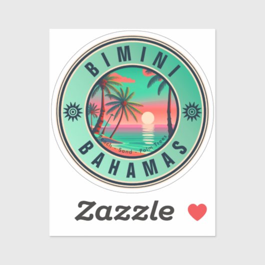 Bimini Bahamas Retro Sunset Travel Souvenir jaren  Sticker (Vel)