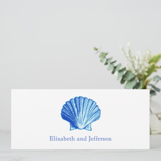 Bimini Blue Shell Wedding Invitation Kaart (Staand voorkant)