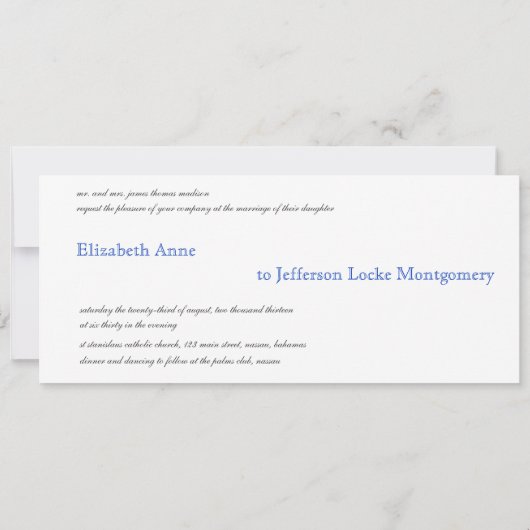 Bimini Blue Shell Wedding Invitation Kaart (Achterkant)