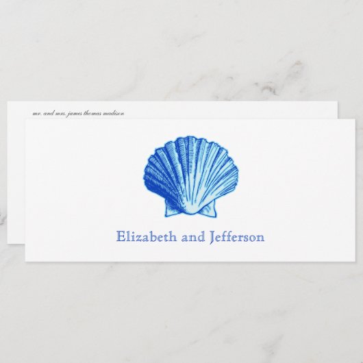 Bimini Blue Shell Wedding Invitation Kaart (Voorkant / Achterkant)