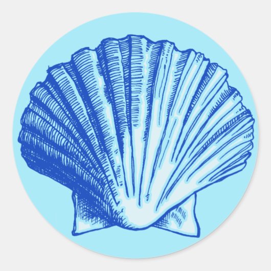 Bimini Blue Zee Shell Ronde Sticker (Voorkant)