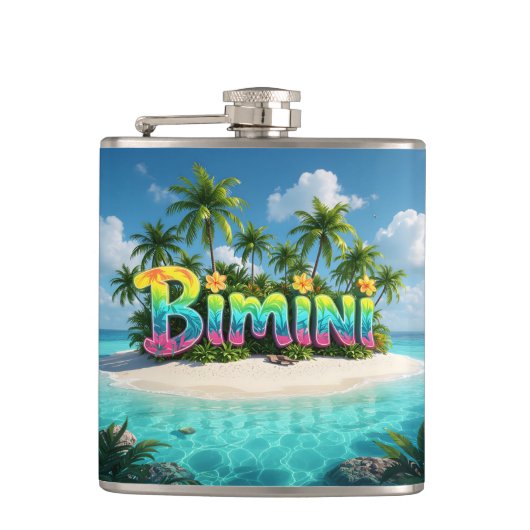 Bimini-eiland fles heupfles (Voorkant)