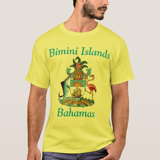 Bimini-eilanden, Bahama's met wapenschild T-shirt (Voorkant)