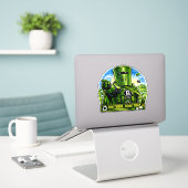 Bin Daar Gedaan Waterdichte Wielercontainer Sticke Sticker (Laptop op bureau)