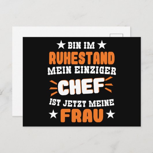 Bin Im Ruhestand Mein Einziger Chef Ist Meine Frau Briefkaart (Voorkant / Achterkant)