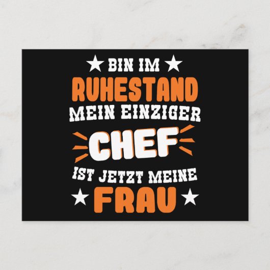 Bin Im Ruhestand Mein Einziger Chef Ist Meine Frau Briefkaart (Voorkant)