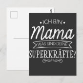 Bin Mama was net Deine Superkräfte Super Mutter Briefkaart (Voorkant / Achterkant)