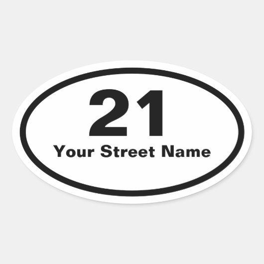 Bin Number Street Name Oval Sticker (Voorkant)