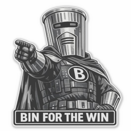 Bin Sentinel: Bin voor de Win Waterdichte Sticker (Voorkant)