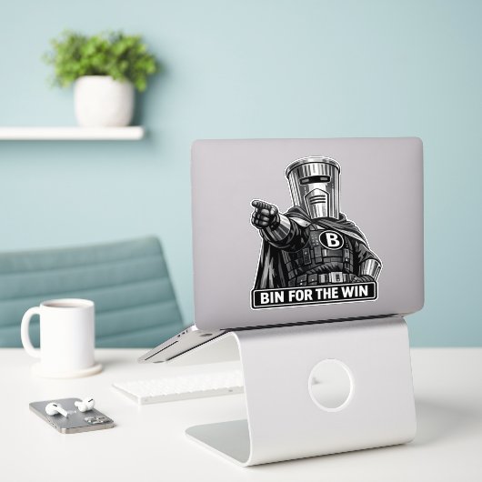 Bin Sentinel: Bin voor de Win Waterdichte Sticker (Laptop op bureau)
