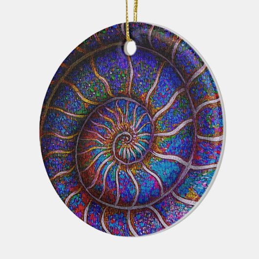 binair ammoniet keramisch ornament (Links)