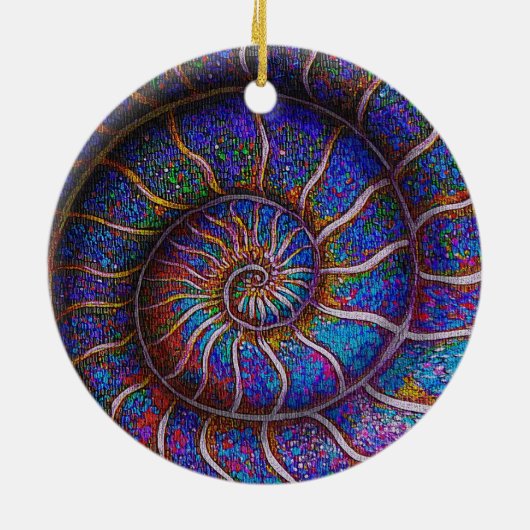 binair ammoniet keramisch ornament (Achterkant)