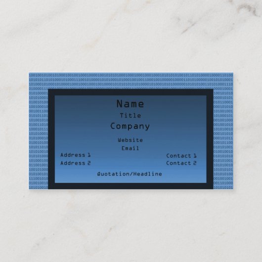 Binair Code Visitekaartje, blauw Visitekaartje (Voorkant)