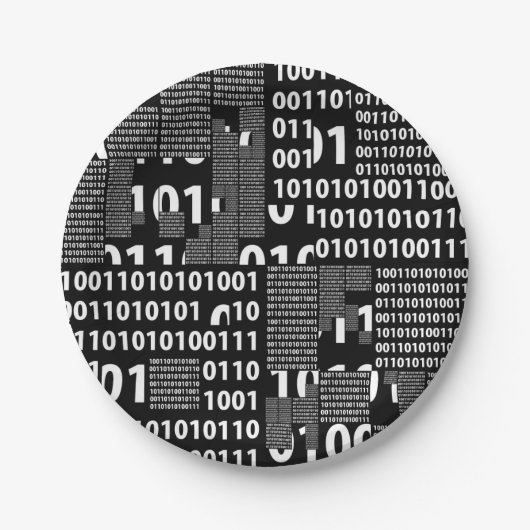 Binair in zwart-wit papieren bordje (Voorkant)