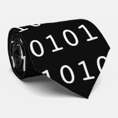 Binair Stropdas zwart-wit (Opgerold)