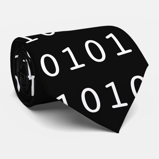 Binair Stropdas zwart-wit (Opgerold)