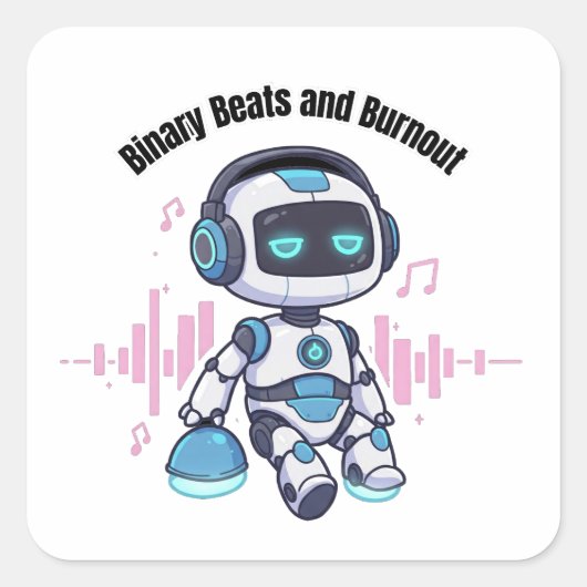Binaire Beats en Burnout Vierkante Sticker (Voorkant)