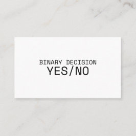 Binaire beslissing Ja Nee Minimalistische schrijfm Visitekaartje