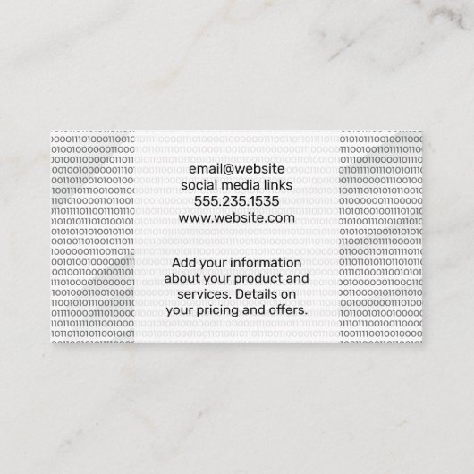 binaire code | AI-chiptechnologie Visitekaartje (Achterkant)