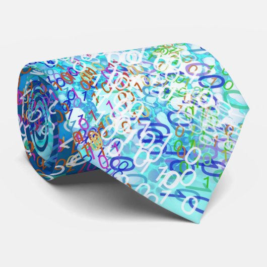 Binaire Code Blue Turquoise Stropdas (Opgerold)