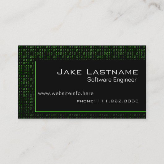 Binaire Code Computer Groen Visitekaartje (Voorkant)