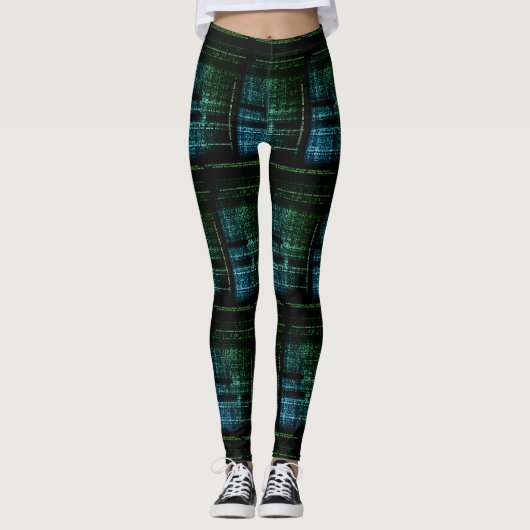 Binaire Code Futuristische Leggings – Tech ontmoet (Voorkant)