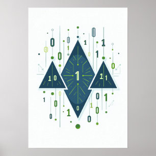 Binaire code geometrisch patroon voor programmeurs poster