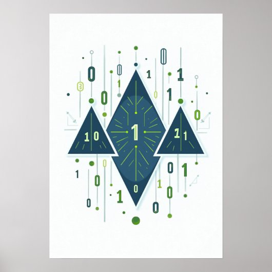 Binaire code geometrisch patroon voor programmeurs poster (Voorkant)